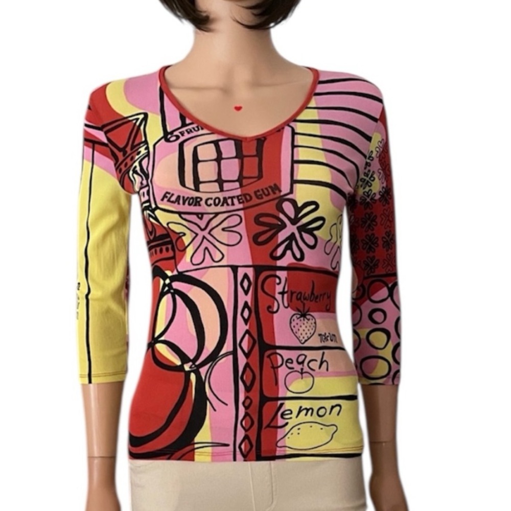 NWOT Vintage Noun Paris Y2K Pop Art Graphic Top Made in France
